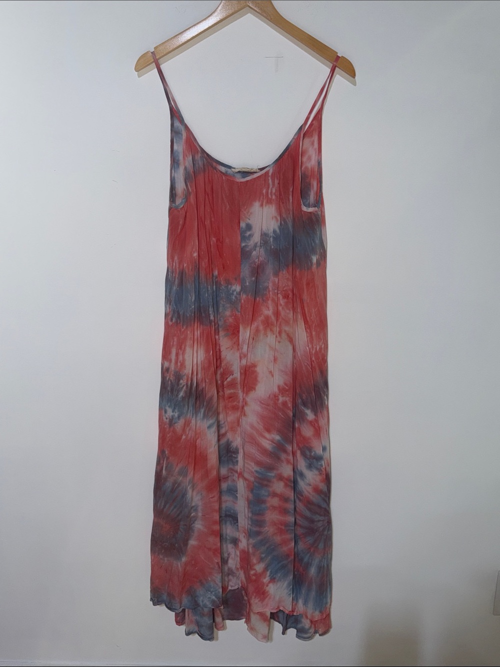 Lovestitch Tie-Dye Slip Maxi Dress in Red and Blue NWOT one size fits most